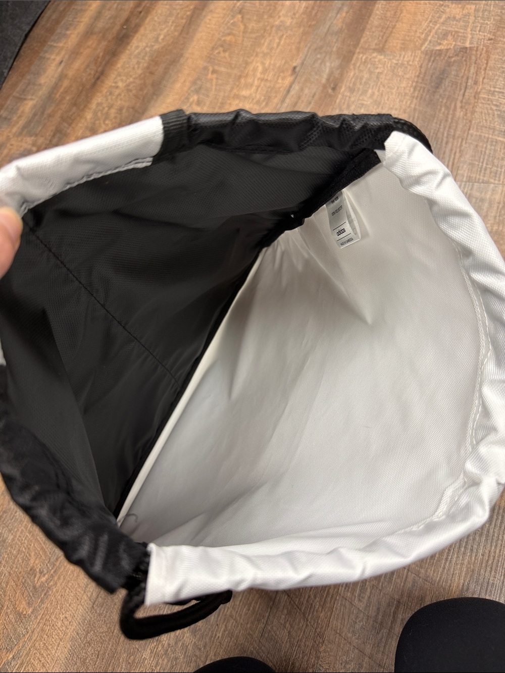 adidas Black & White Drawstring Backpack with Front Zip - Picture 3 of 3